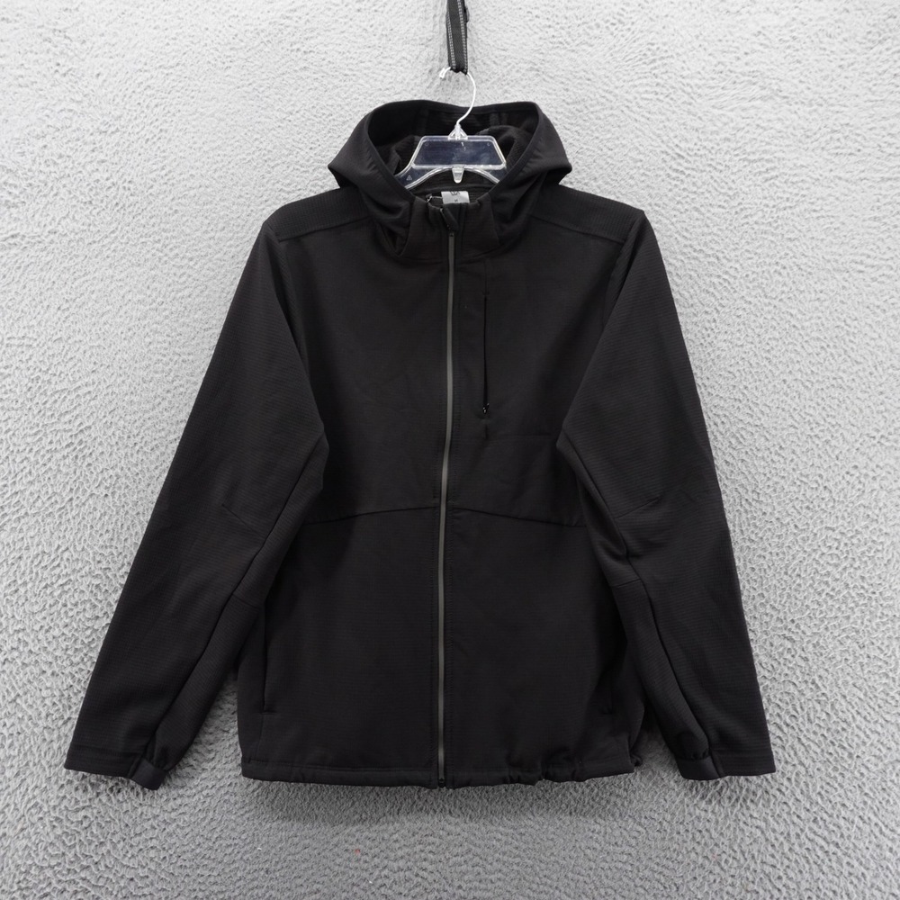 VRST Mens Medium Cold Weather Performance Jacket Pure Black Hooded‎ Full Zip NEW